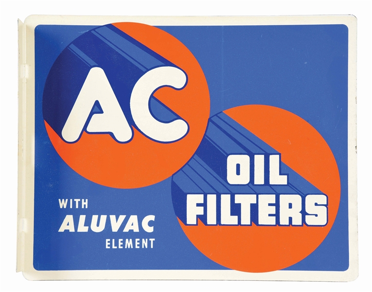 AC OIL FILTERS NEW OLD STOCK TIN FLANGE SIGN.