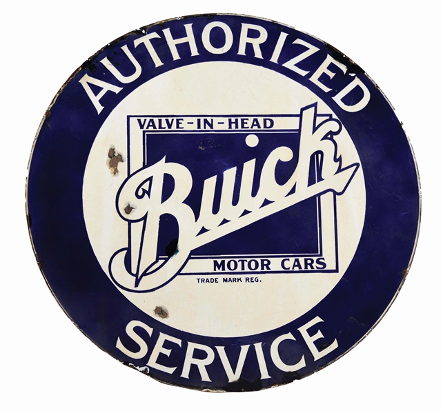 BUICK VALVE IN HEAD MOTOR CARS AUTHORIZED SERVICE SIGN.