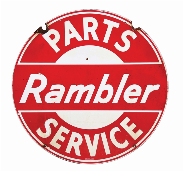 RAMBLER AUTOMOBILES PARTS & SERVICE PORCELAIN SIGN.