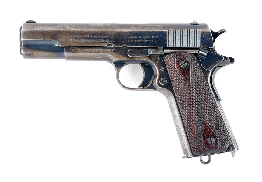 (C) COLT MODEL OF 1911 U.S. ARMY SEMI-AUTOMATIC PISTOL WITH HOLSTER AND FACTORY LETTER (1912).