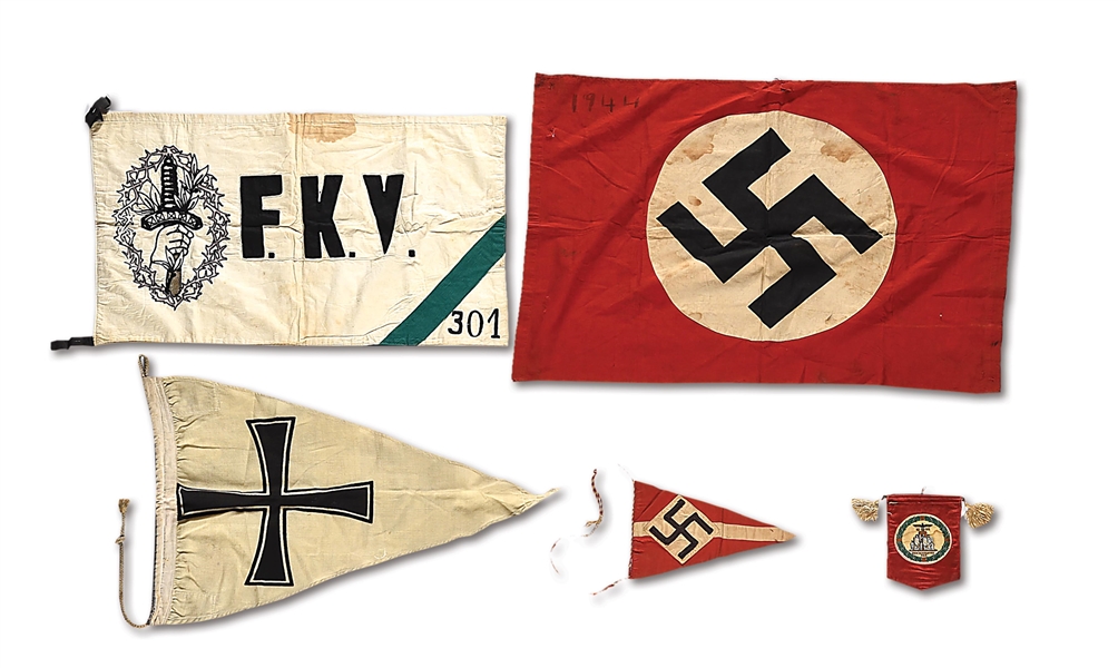 LOT OF 5: THIRD REICH AND IMPERIAL GERMAN FLAGS
