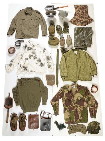LARGE LOT OF MISCELLANEOUS US, WEST GERMAN, AND EAST GERMAN MILITARY ITEMS.
