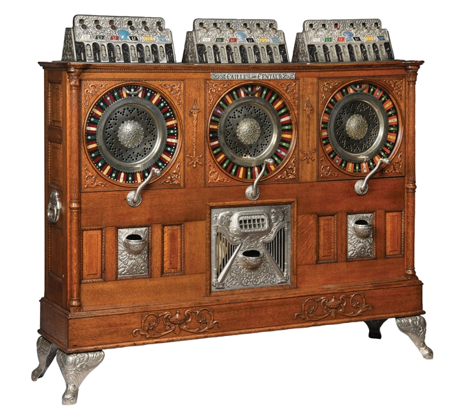 5¢/25¢/5¢ CAILLE BROTHERS TRIPLE CENTAUR MUSICAL UPRIGHT SLOT MACHINE.