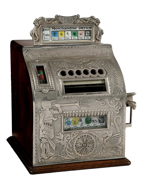 5¢ CAILLE CHECK-BOY COUNTER DRUM PAYOUT MACHINE.