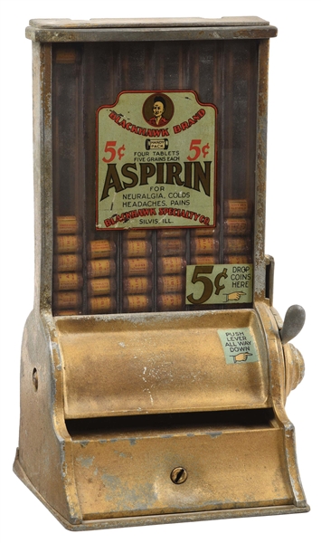 5¢ BLACKHAWK ASPIRIN VENDING MACHINE.