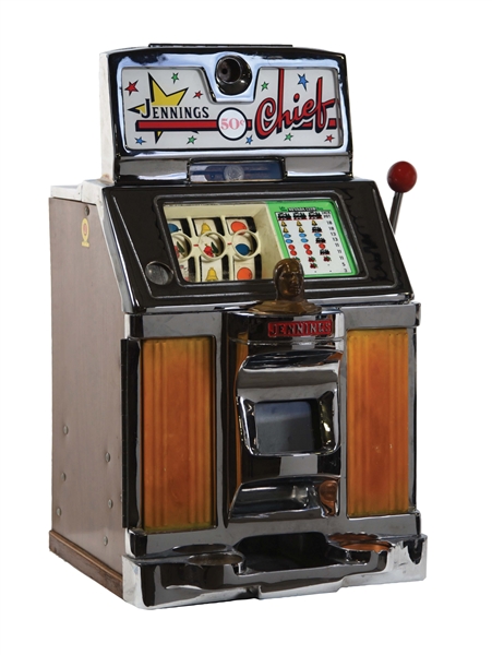 50¢ JENNINGS CHIEF SLOT MACHINE.