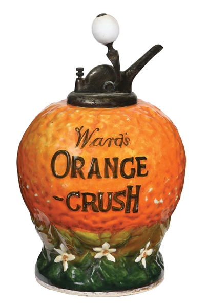 LARGE FORMAT WARDS ORANGE CRUSH SYRUP DISPENSER.