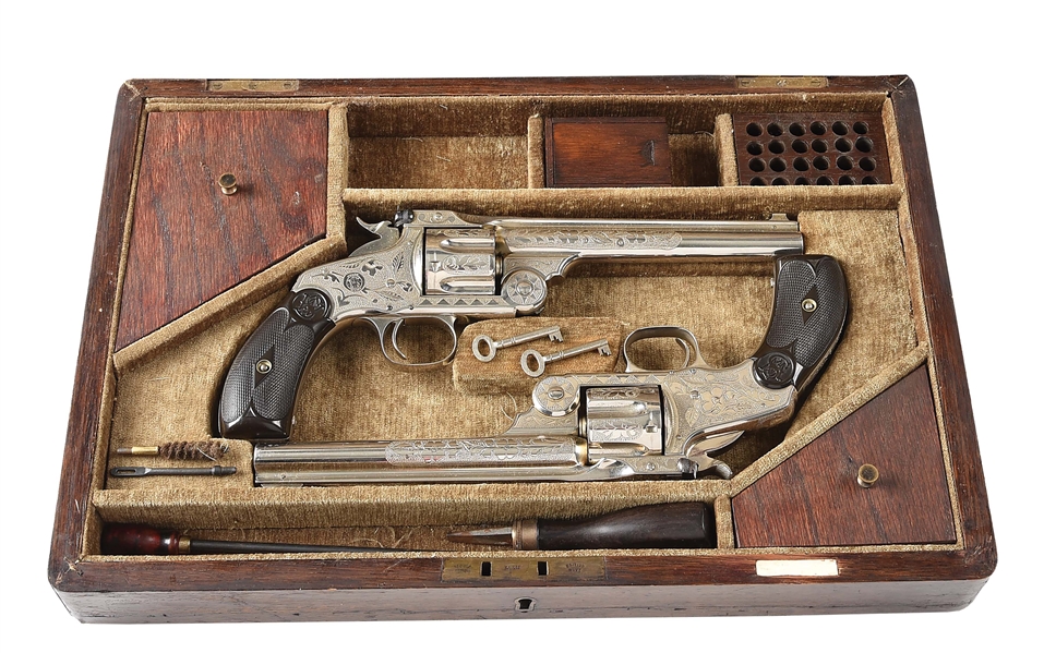 (A) CASED PAIR OF SMITH & WESSON NO. 3 SINGLE ACTION REVOLVERS.