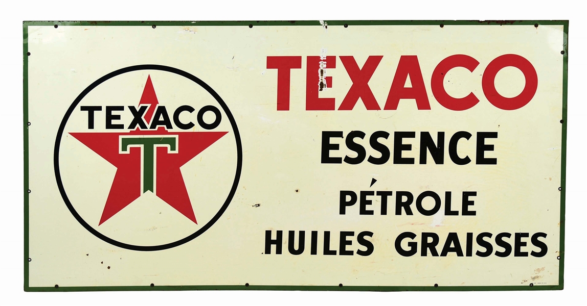TEXACO PETROLEUM TIN SERVICE STATION SIGN W/ STAR GRAPHIC. 