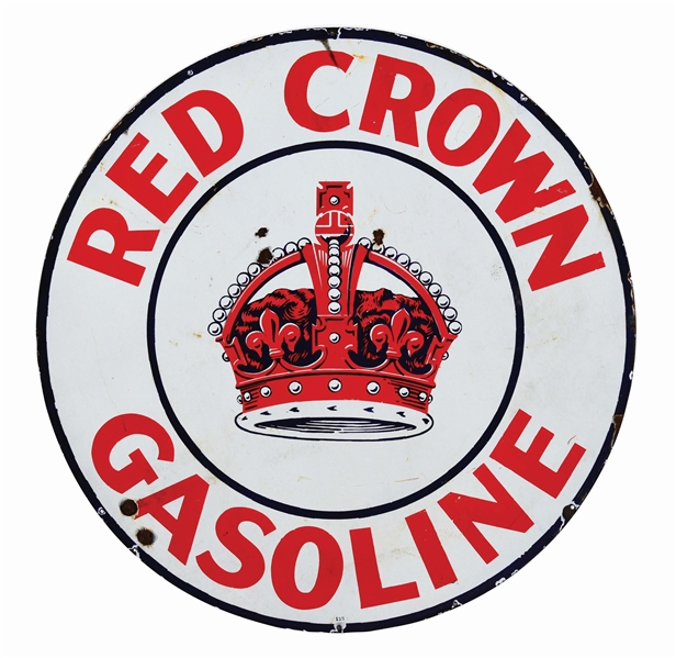 Lot Detail - RED CROWN GASOLINE PORCELAIN SERVICE STATION SIGN W/ CROWN ...