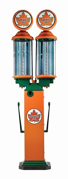 CANADIAN DOUBLE VISIBLE GAS PUMP RESTORED IN SUPERTEST GASOLINE. 
