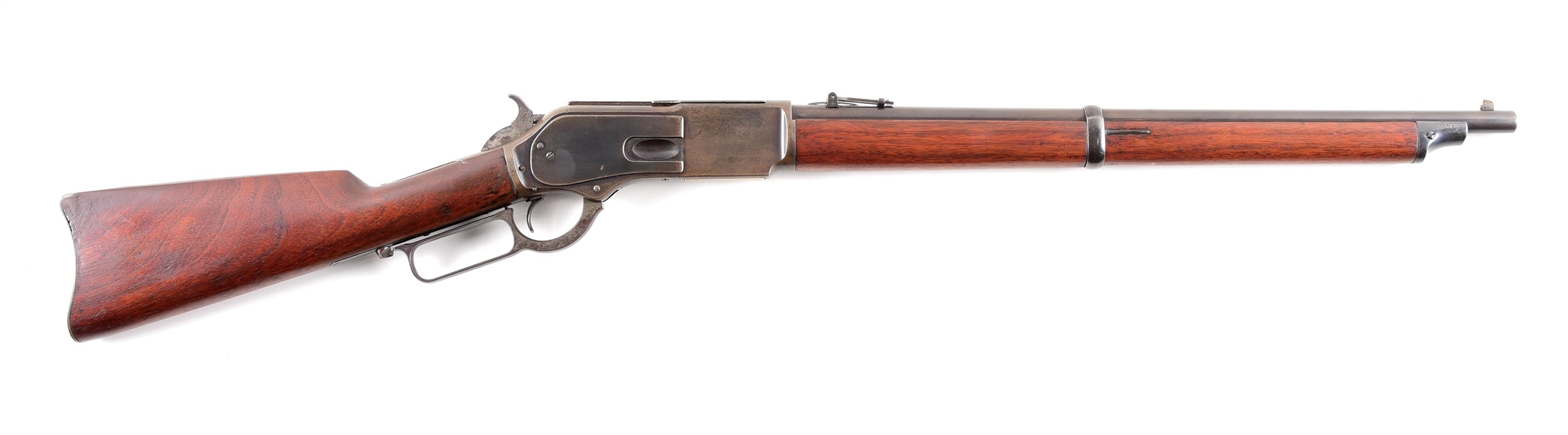 (A) WINCHESTER MODEL 1876 LEVER ACTION CARBINE WITH FACTORY LETTER.