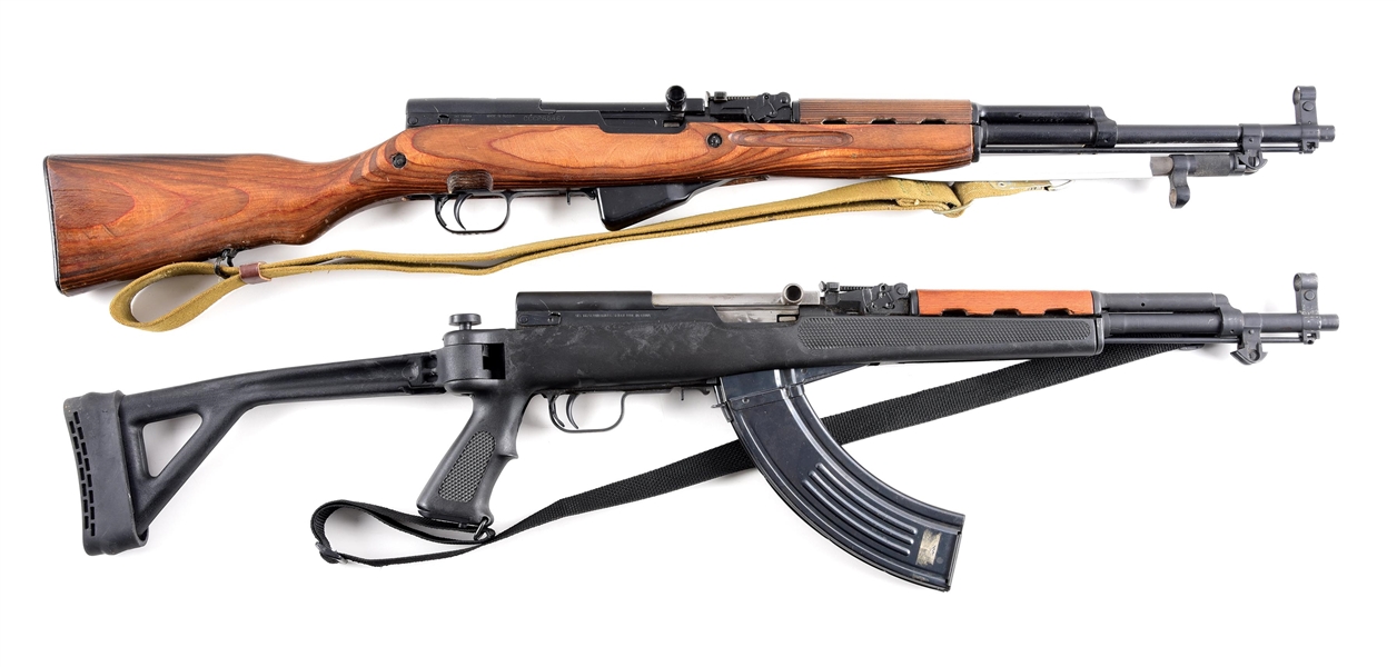 (C) LOT OF 2: ARSENAL REFURBISHED RUSSIAN SKS AND CHINESE SKS SEMI-AUTOMATIC RIFLES.