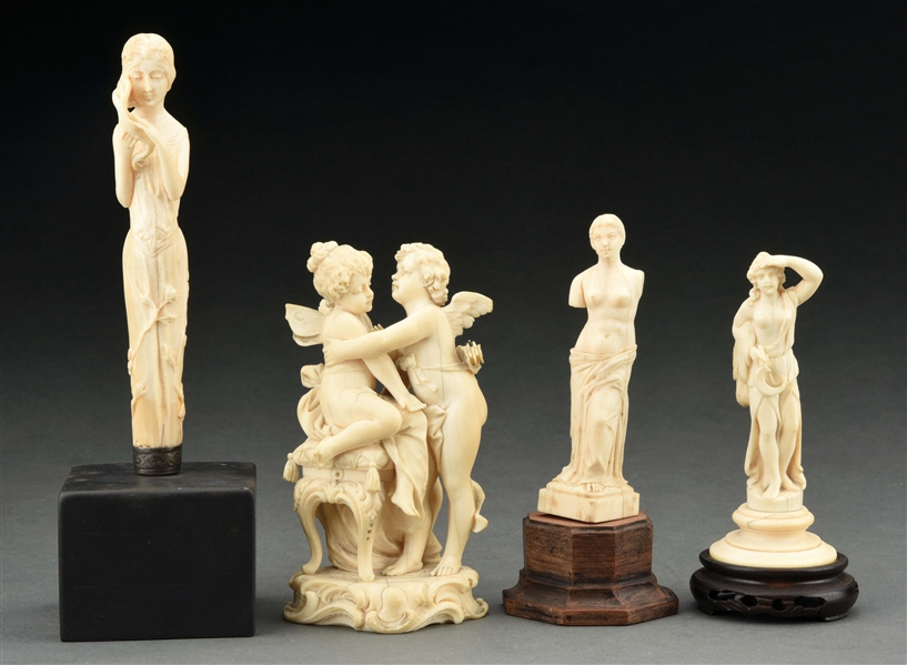LOT OF 4: IVORY STATUES.
