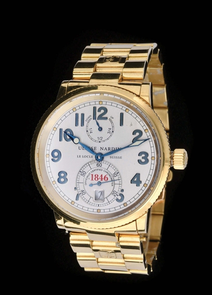 MENS 18K GOLD ULYSSE NARDIN "GOLD MEDALS" WRISTWATCH, REF. 261-77.