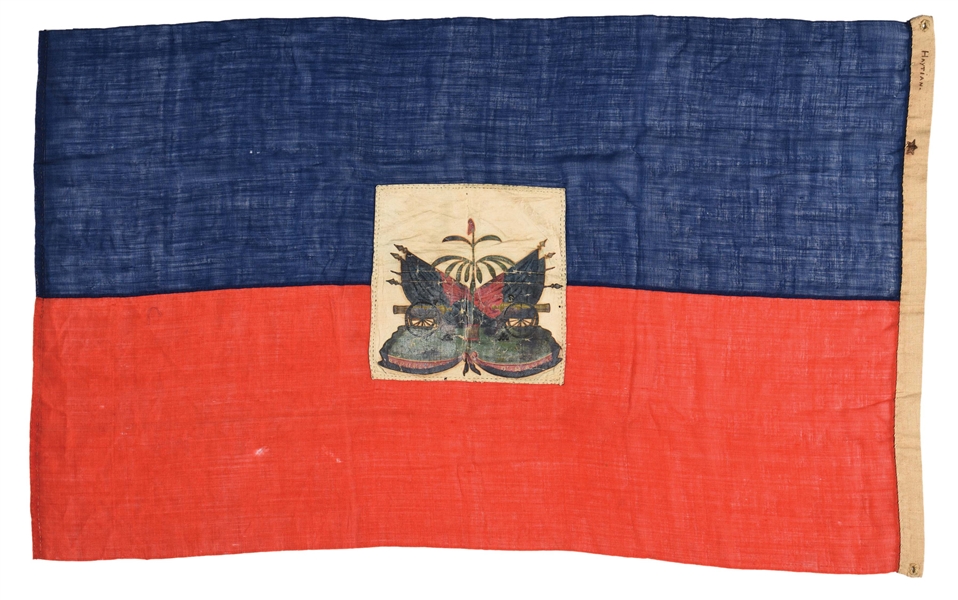 A RARE, EARLY 19TH CENTURY FLAG OR ENSIGN OF THE FIRST REPUBLIC OF HAITI