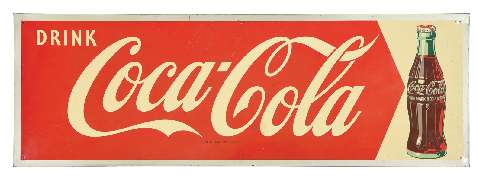 SINGLE-SIDED COCA-COLA TIN SIGN.