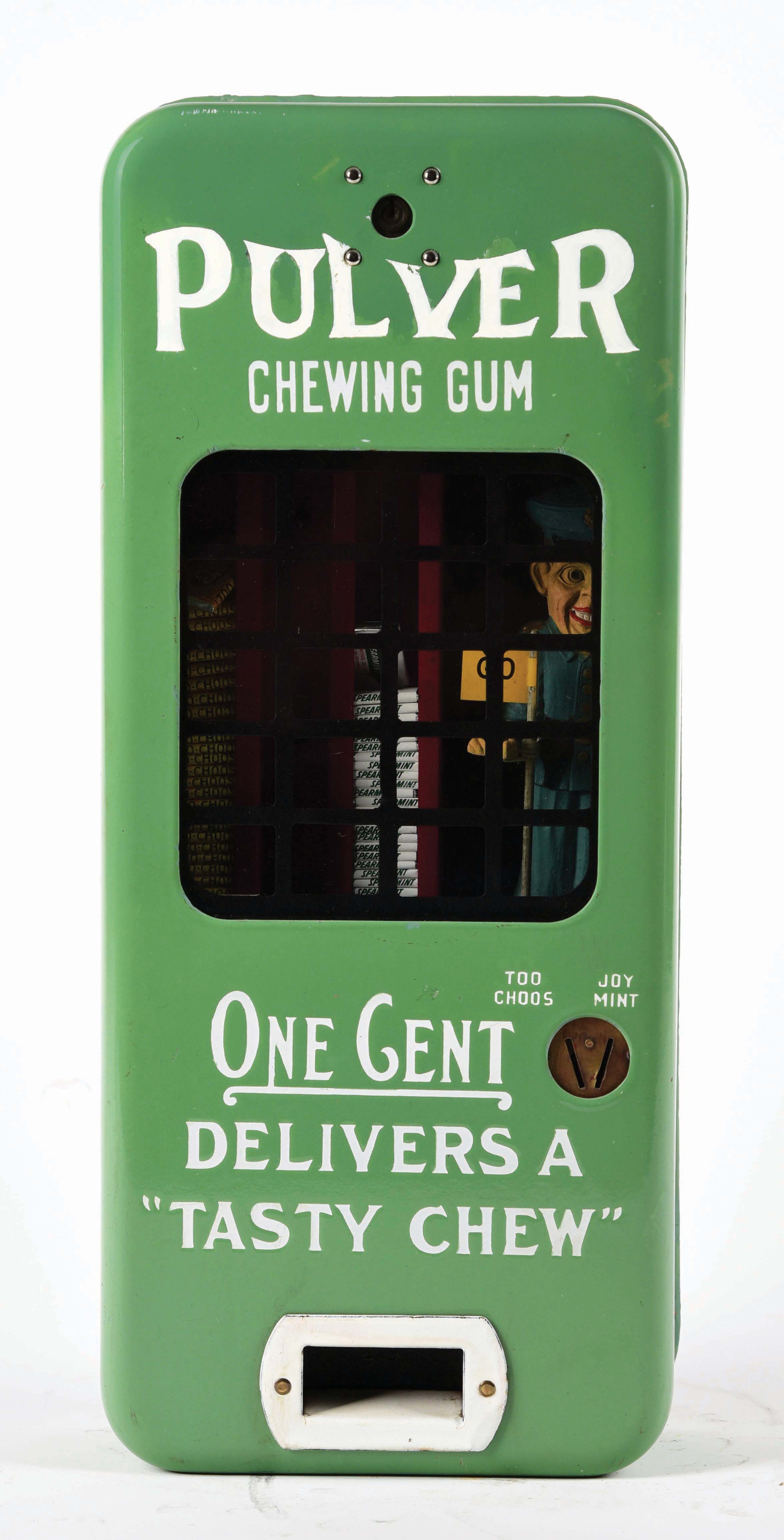 Lot Detail - PULVER TAB GUM MACHINE IN LIGHT GREEN PORCELAIN.
