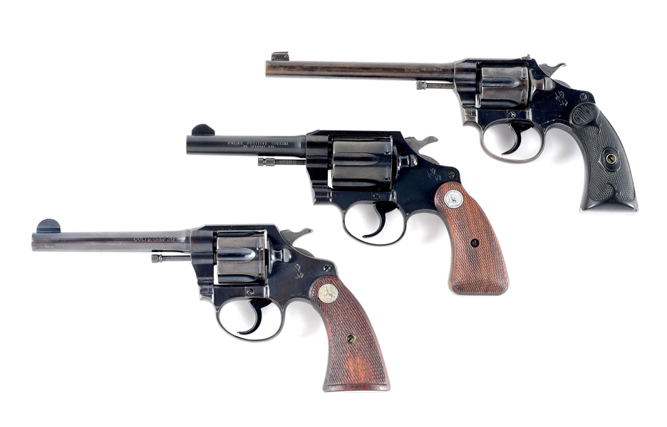(C) LOT OF 3: COLT POLICE POSITIVE DOUBLE ACTION REVOLVERS.
