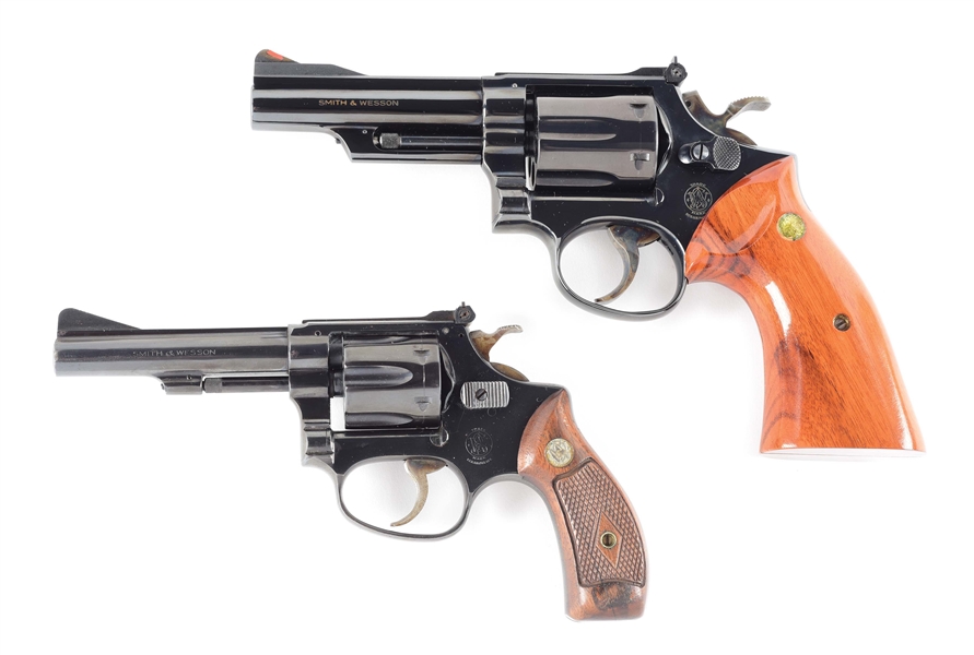 (M+C) LOT OF 2: SMITH & WESSON 19-3 TEXAS RANGER COMMEMORATIVE AND 34 KIT DOUBLE ACTION REVOLVERS.