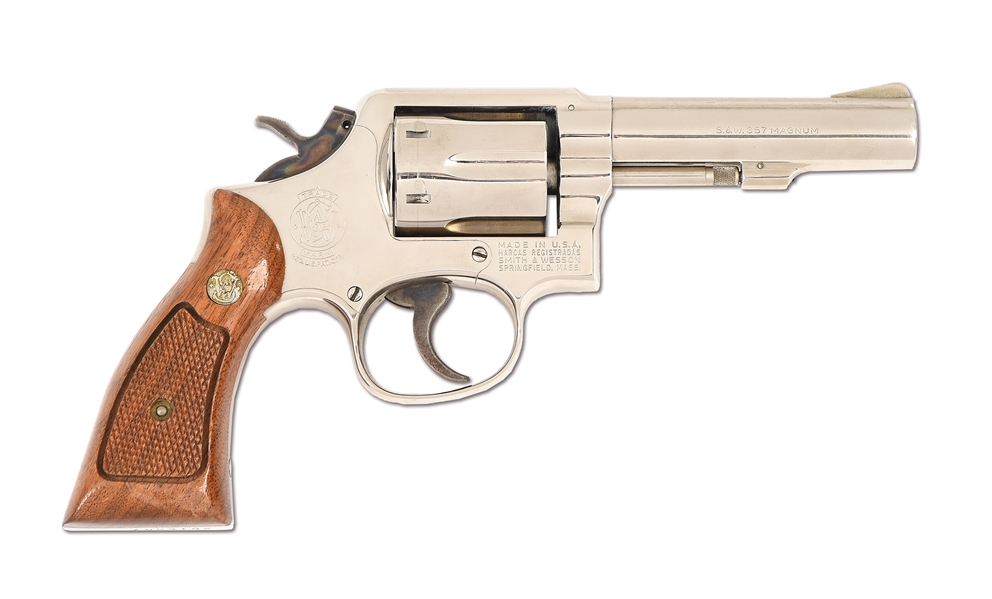 (M) NICKEL PLATED SMITH & WESSON MODEL 13-1 DOUBLE ACTION REVOLVER.