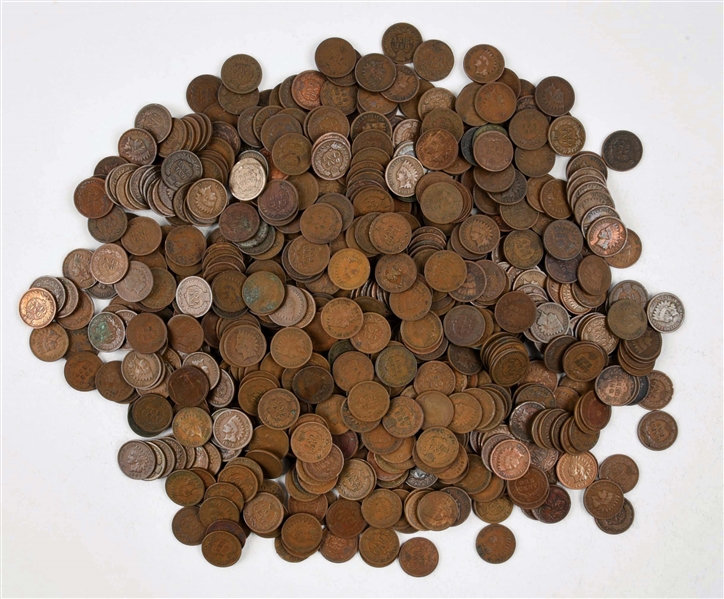 LOT OF 1000: 1¢ INDIAN HEAD PENNIES.
