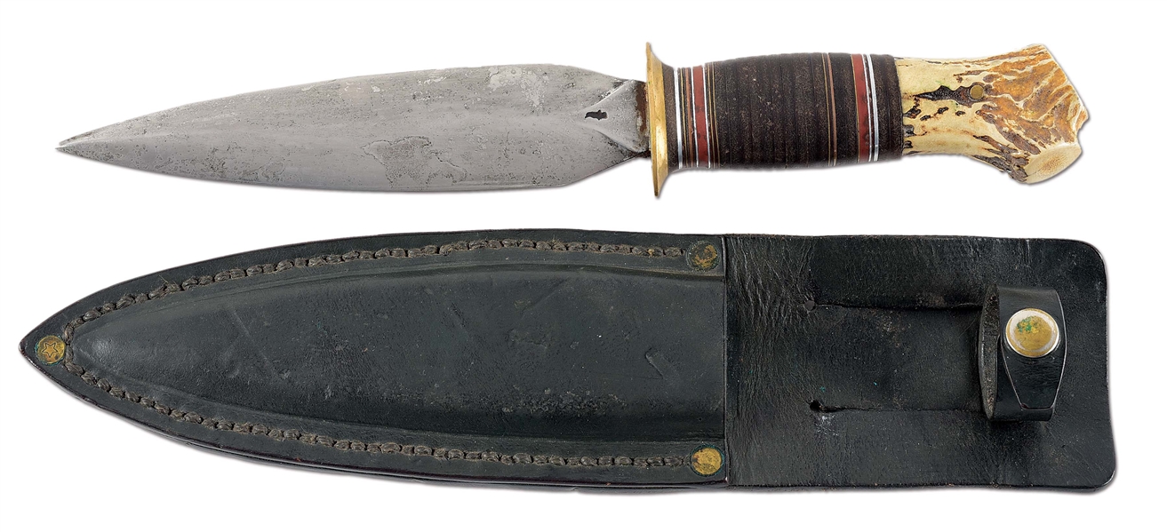RARE VERY LARGE SCAGEL FIGHTER WITH GREEN SHEATH (1915).