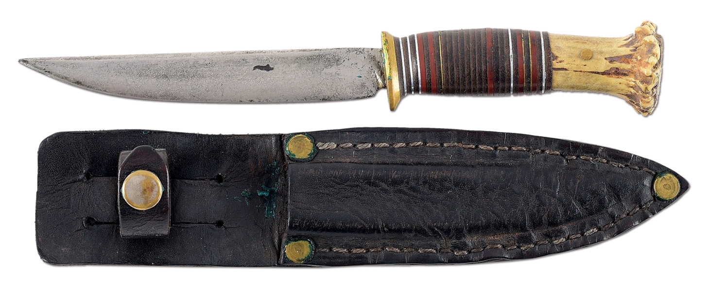 ATTRACTIVE SMALL SCAGEL HUNTER WITH SHEATH (1905-1915).