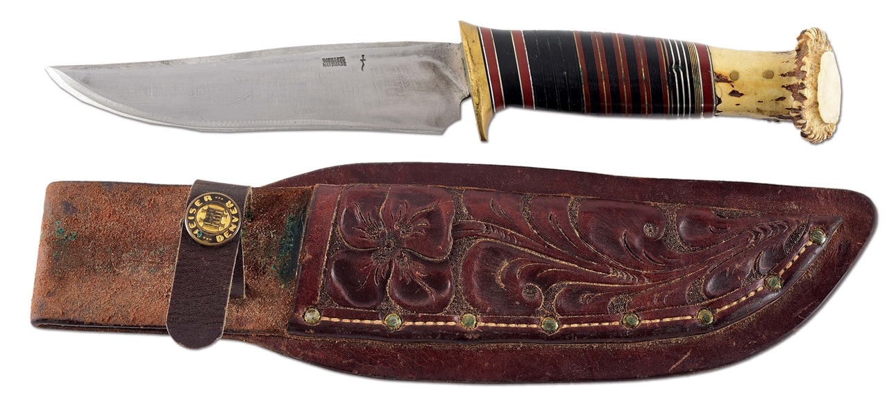BEAUTIFUL RECURVED SCAGEL HUNTER WITH SHEATH (1929-1931).