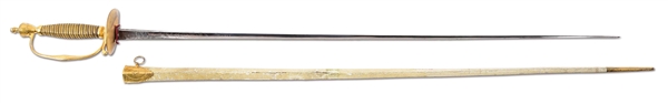 A BRITISH OFFICER’S GILT-MOUNTED DRESS SWORD WITH SCABBARD, 1780-1795.