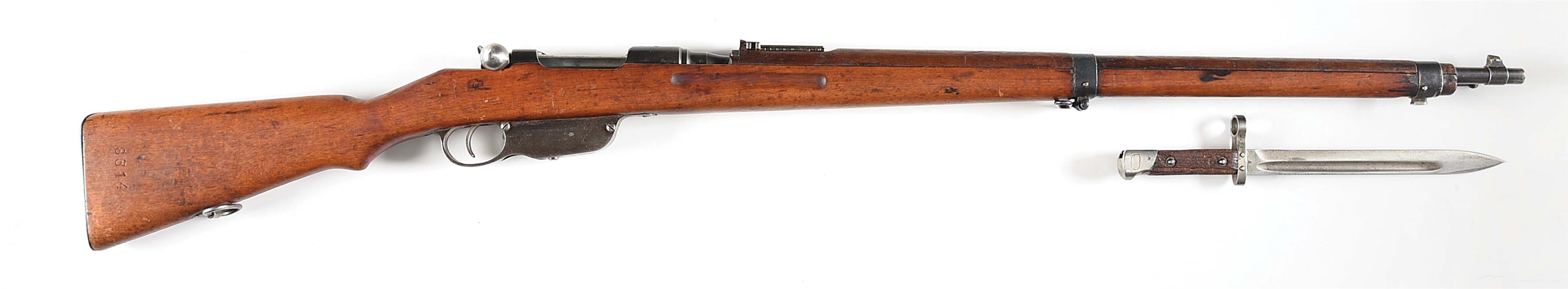 (C) STEYR M95 STRAIGHT PULL RIFLE WITH BAYONET.