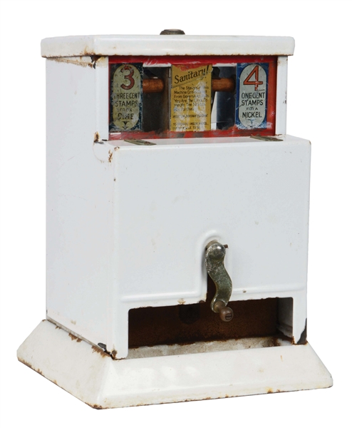 AN EARLY STAMP VENDING MACHINE OF UNKNOWN MANUFACTURE.
