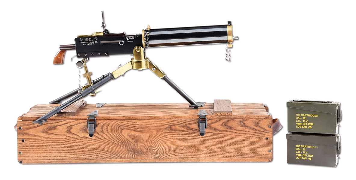 (N) RARE TREMENDOUSLY ATTRACTIVE UNFIRED TIPPMAN FULLY AUTOMATIC FUNCTIONAL MINIATURE SCALE REPLICA OF BROWNING MODEL 1917A1 MACHINE GUN (CURIO & RELIC).