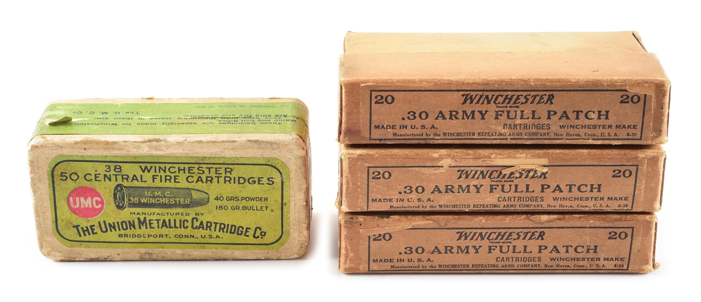 LOT OF 4: BOXES OF UMC AND WINCHESTER KRAG AMMUNITION