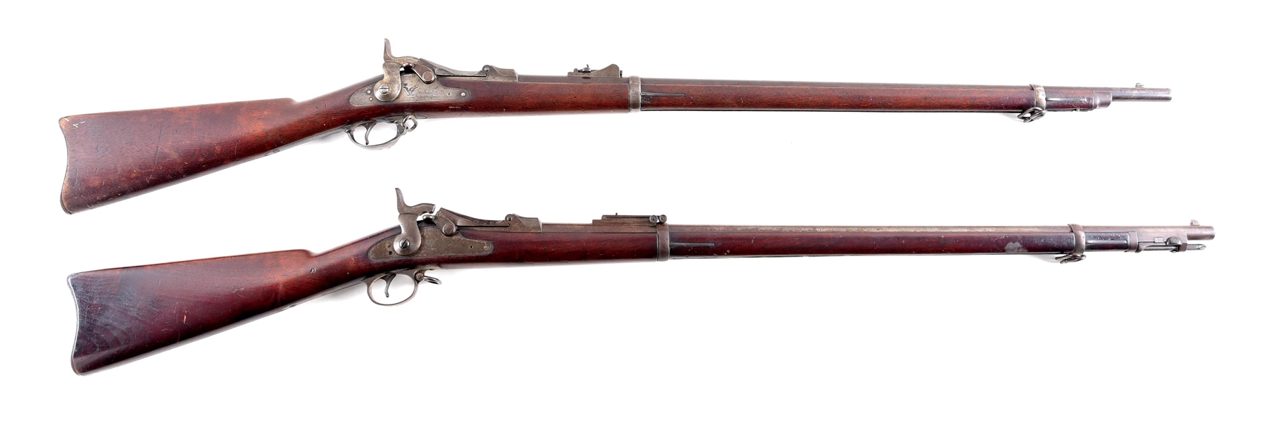 (A) LOT OF 2: SPRINGFIELD 1873 AND 1884 TRAPDOOR SINGLE SHOT RIFLES.