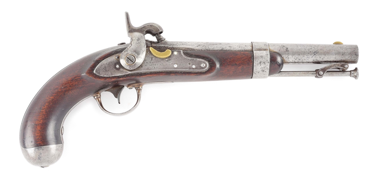 (A) PERCUSSION CONVERTED ASA WATERS MODEL 1836 MARTIAL PISTOL.