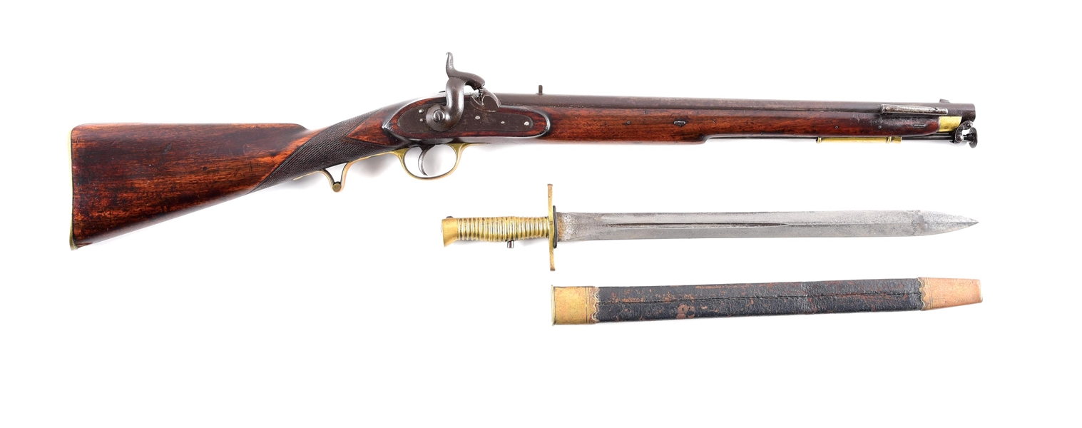 (A) BRITISH COLONIAL CONSTABULARY CARBINE WITH SABER BAYONET & SCABBARD.