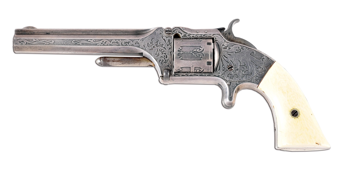 (A) ACID ETCHED ENGRAVED SMITH & WESSON NO. 2 SINGLE ACTION REVOLVER.