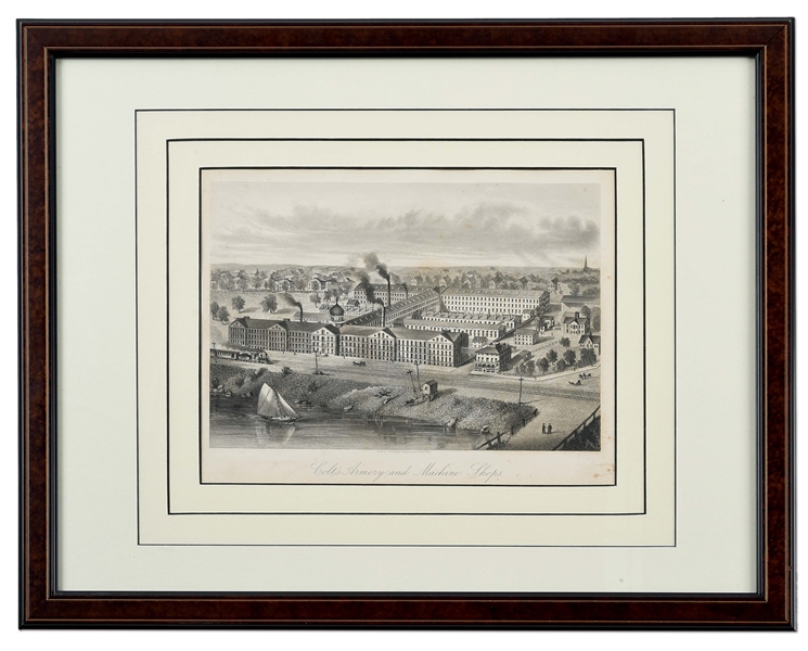 FRAMED LITHOGRAPH OF THE COLT FACTORY.