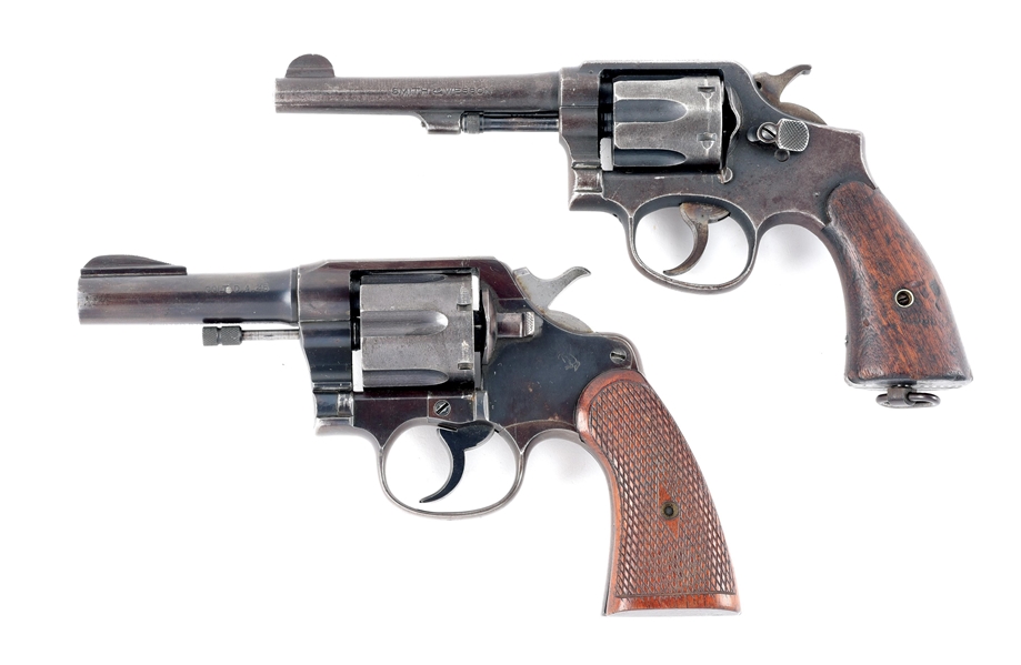 (C) LOT OF 2: SMITH AND WESSON VICTORY AND COLT 1917 DOUBLE ACTION REVOLVERS.