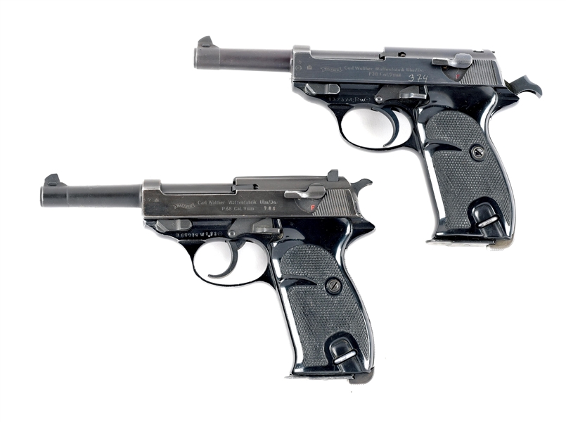 (C) LOT OF 2: WALTHER P38 SEMI-AUTOMATIC PISTOLS.