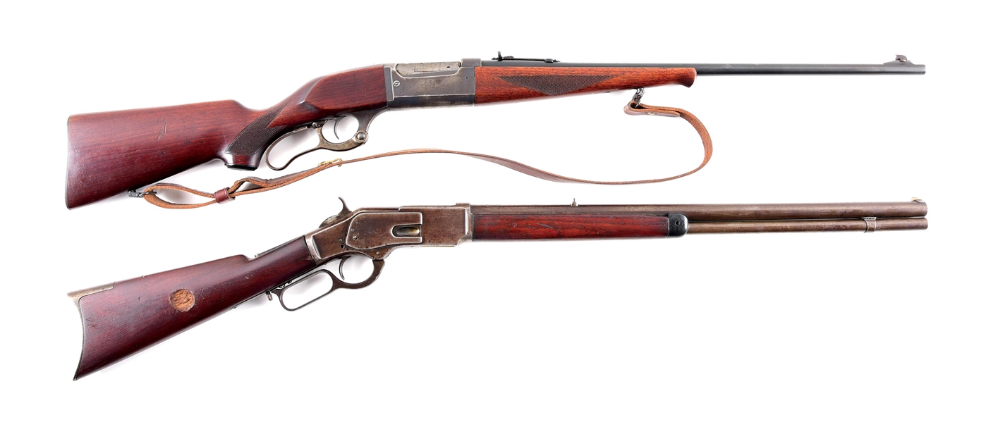 (C+A) LOT OF 2: SAVAGE 99 AND WINCHSTER FIRST MODEL 1873 LEVER ACTION RIFLES.