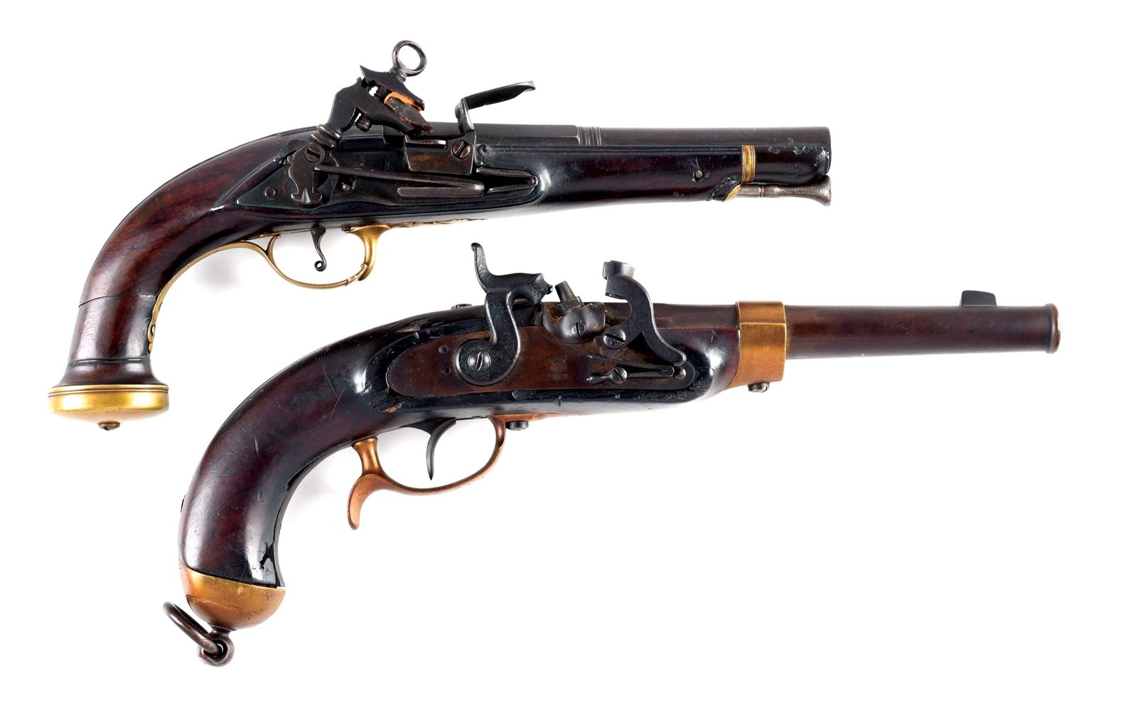 (A) LOT OF 2: SPANISH MIQUELET LOCK PISTOL AND VALENTIN SCHILLING PRODUCED PRUSSIAN 1850 CAVALRY PISTOL.