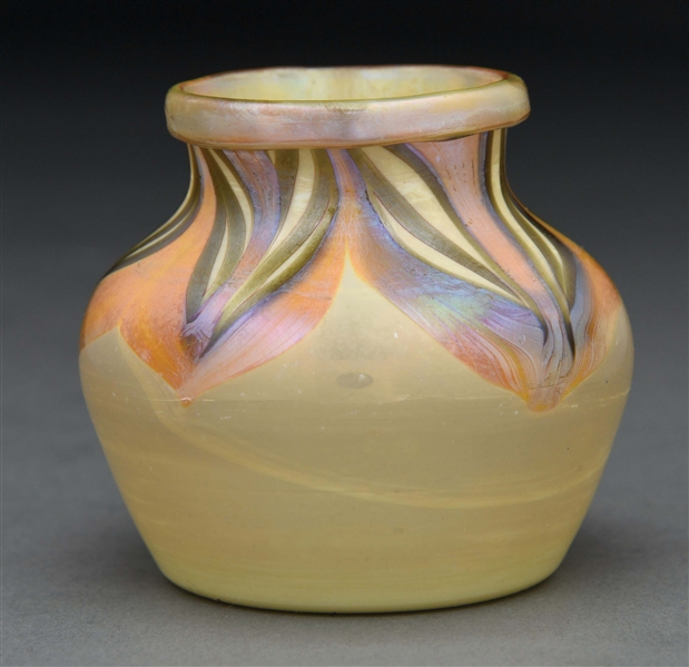 TIFFANY STUDIOS SMALL PULLED FEATHER VASE.