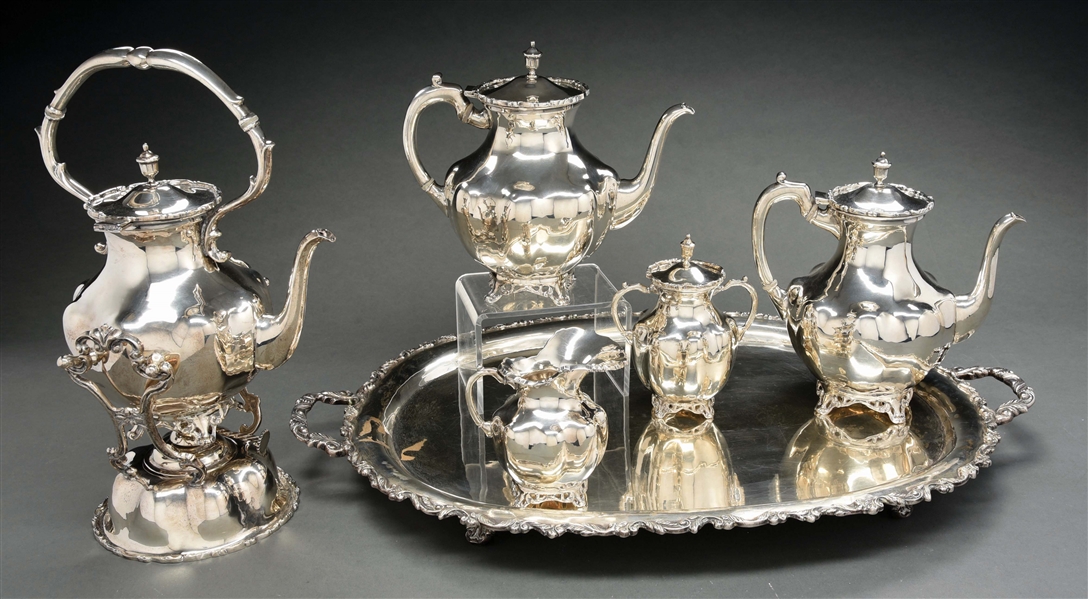 A MEXICAN STERLING TEA AND COFFEE SET.