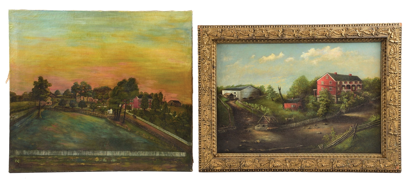 LOT OF 2: FOLK ART FARM SCENES.