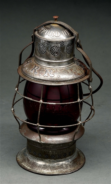 N. Y. N. H & H. R. R. "HARTFORD DIVISION" THOMPSONS PATENT BELLBOTTOM RAILROAD LANTERN.