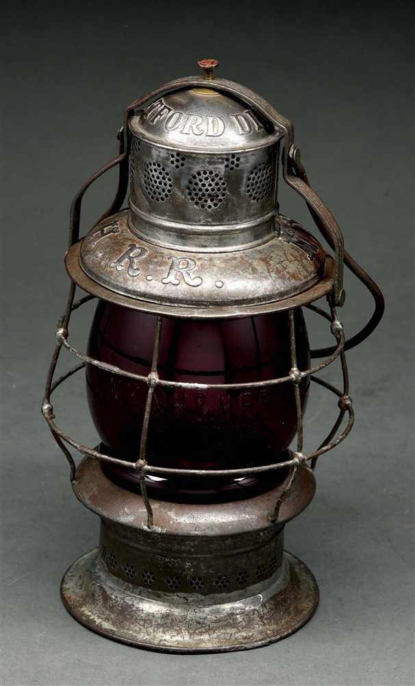 N. Y. N. H & H. R. R. "HARTFORD DIVISION" THOMPSONS PATENT BELLBOTTOM RAILROAD LANTERN.