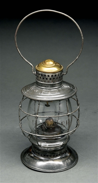 BNY&P PARMELEE & BONNELL BRASS TOP BELL BOTTOM RAILROAD LANTERN.