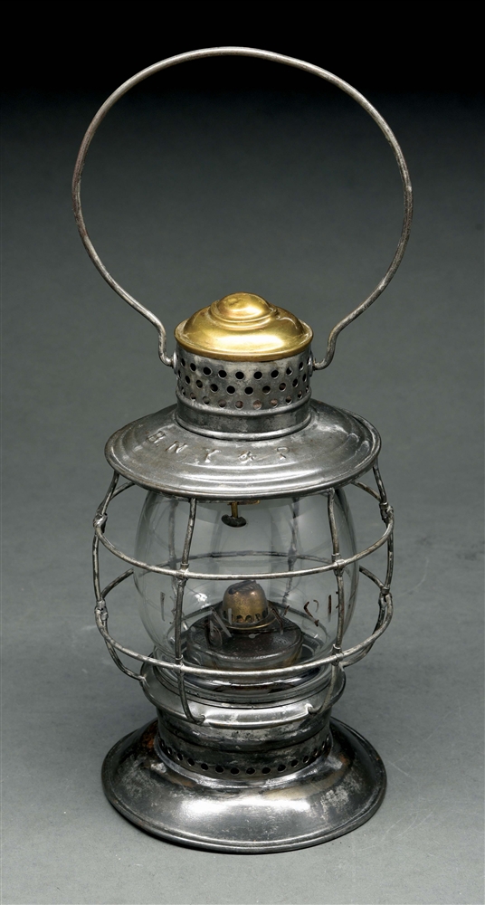 BNY&P PARMELEE & BONNELL BRASS TOP BELL BOTTOM RAILROAD LANTERN.